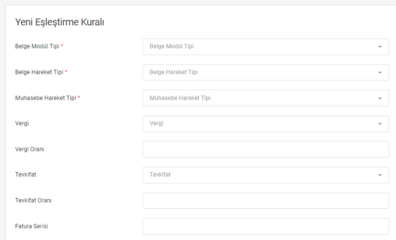 İşteSmm yeni eşleştirme kuralı ekranı